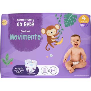 Fraldas Movimento 7-14kg T4 Continente do Bebé (emb. 50 un)