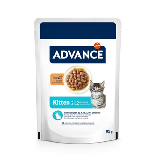 12 saquetas x 85 g (9 + 3 gratis!) Advance Kitten Frango Saqueta em Molho