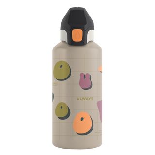 Bidón 500 niños 0,6L aluminio con tapón instantáneo para senderismo - beige - Talla única