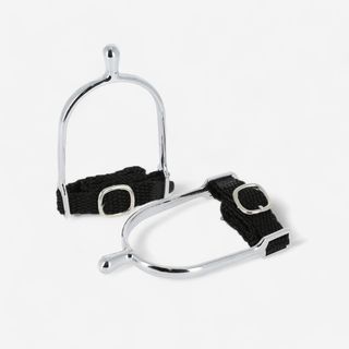 Espuelas equitación fouganza hombre punta redonda + correas - 20 mm - Sin talla