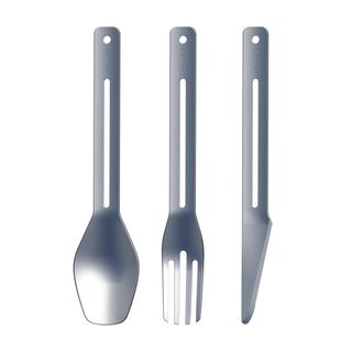 Set cubiertos acero inoxidable de 3 piezas, cuchara-tenedor-cuchillo y estuche - Talla única