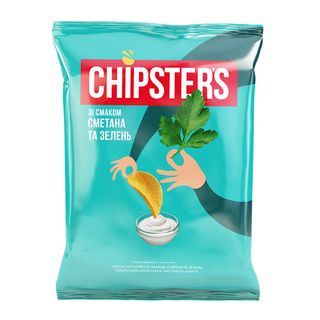 Чипси картопляні «Chipsters» зі смаком сметани із зеленню, 100г