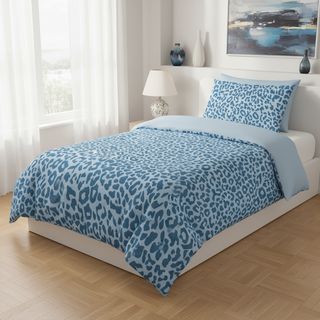 Copripiumino singolo - leopardato azzurro cotone