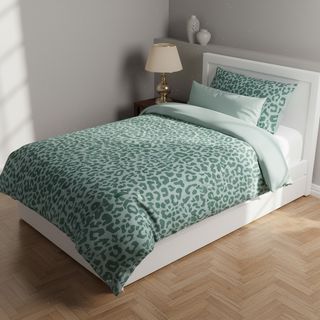 Copripiumino singolo - leopardato verde cotone