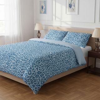 Copripiumino matrimoniale - leopardato azzurro cotone