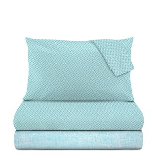 Completo letto matrimoniale geometrie azzurro - cotone Golden