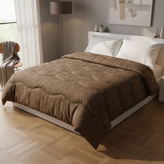 Trapunta invernale matrimoniale marrone - trama in rilievo