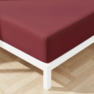 Lenzuolo 1 piazza e mezza con angoli in microfibra mano pesca - bordeaux scuro