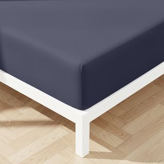 Lenzuolo matrimoniale con angoli in microfibra mano pesca - blu scuro