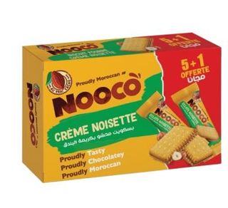 Biscuit fourré crème de noisette 34g 5+1 gratuit - NOOCO