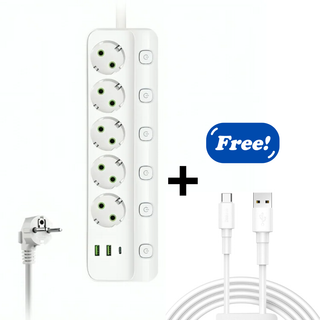 Multiprise Power Socket QL-1098U 2500W avec 5 Prises Secteur 3 Ports USB 1 Port Type-C