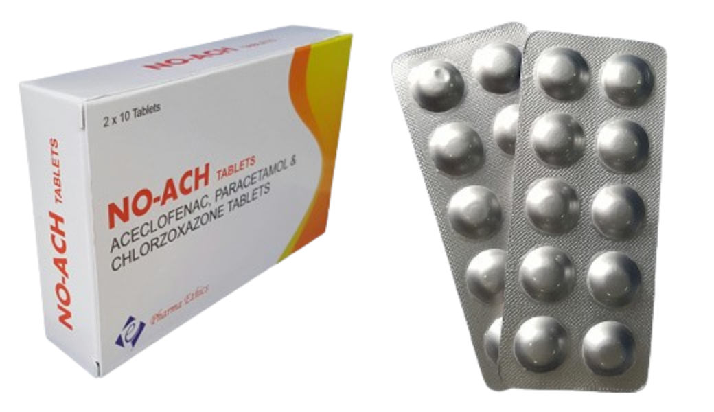 No-Ach (Aceclofenac+Paracetamol+Chlorzoxazone)*20Tabs