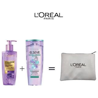 Offre Elseve Hyalauron Pure : Shampoing 200ml + Wash 200ml = Trousse Blanche