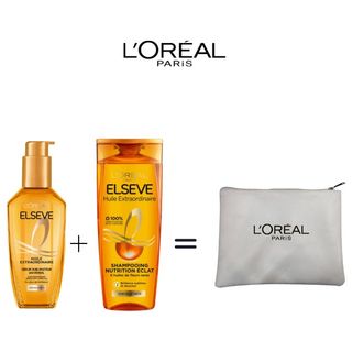 Offre Elseve Huile Extraordinaire Cheveux Secs : Shampoing 200ml + Sérum 100ml = Trousse Blanche