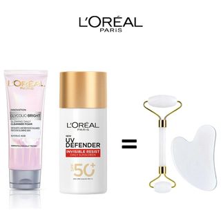 Offre L'Oréal Paris : Glycolic Bright Cleanser + UV Defender SPF 50+ = Cofferet Guasha