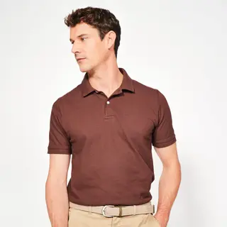 Polo de Golf em Algodão de Manga Curta Homem - Mw500 Castanho - S