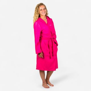 Roupão de Natação Compacto com Capuz em Microfibra, Mulher Rosa - XS