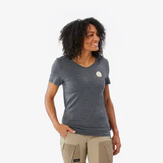 T-shirt de Lã Merino de Trekking Viagem - Travel 500 Mulher - XS
