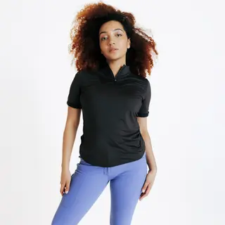 Polo de Equitação de Manga Curta Mulher Héritage Preto - M