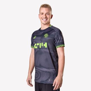 Camisola de Manga Curta de Futebol Viralto Ii Adulto Preto/amarelo Fluorescente - XL