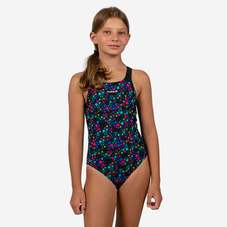 Fato de Banho de Natação Menina - 500 Kamyleon Sky Preto Verde - 149-159cm12-13A