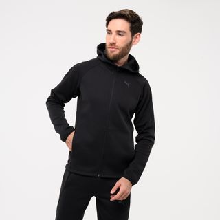 Casaco com Fecho e Capuz de Fitness Homem Preto - L