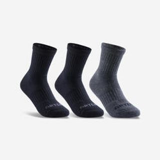 Meias de cano alto de ténis rs 500 criança (3 pares) - 35/38 - Preto