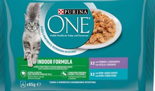 PURINA, ONE, indoor , viande,thon,4*85g