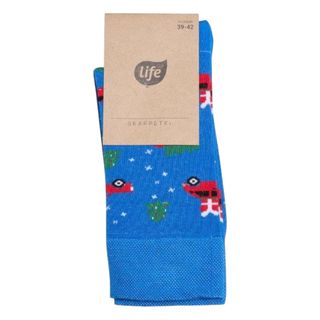 Life Skarpetki wzór Auto z choinką, rozm.35-38 niebieski