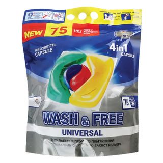 WASH&FREE Detergent-gel in capsule  75buc universal