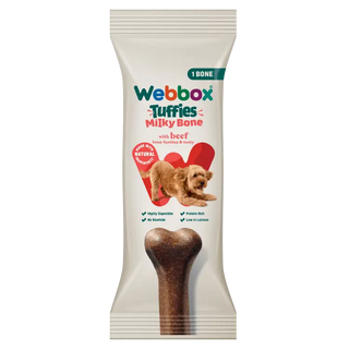 Webbox Tuffies Milky Bone avec Bœuf Gâterie pour Chien 90g
