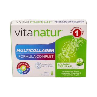 Vitanatur - Multicollagen Fórmula Complet, Con Ácido Hialurónico, Magnesio, Vitamina C Y Vitaminas K2 Y D3, Para Articulaciones, Piel Y Huesos - 30 Cápsulas