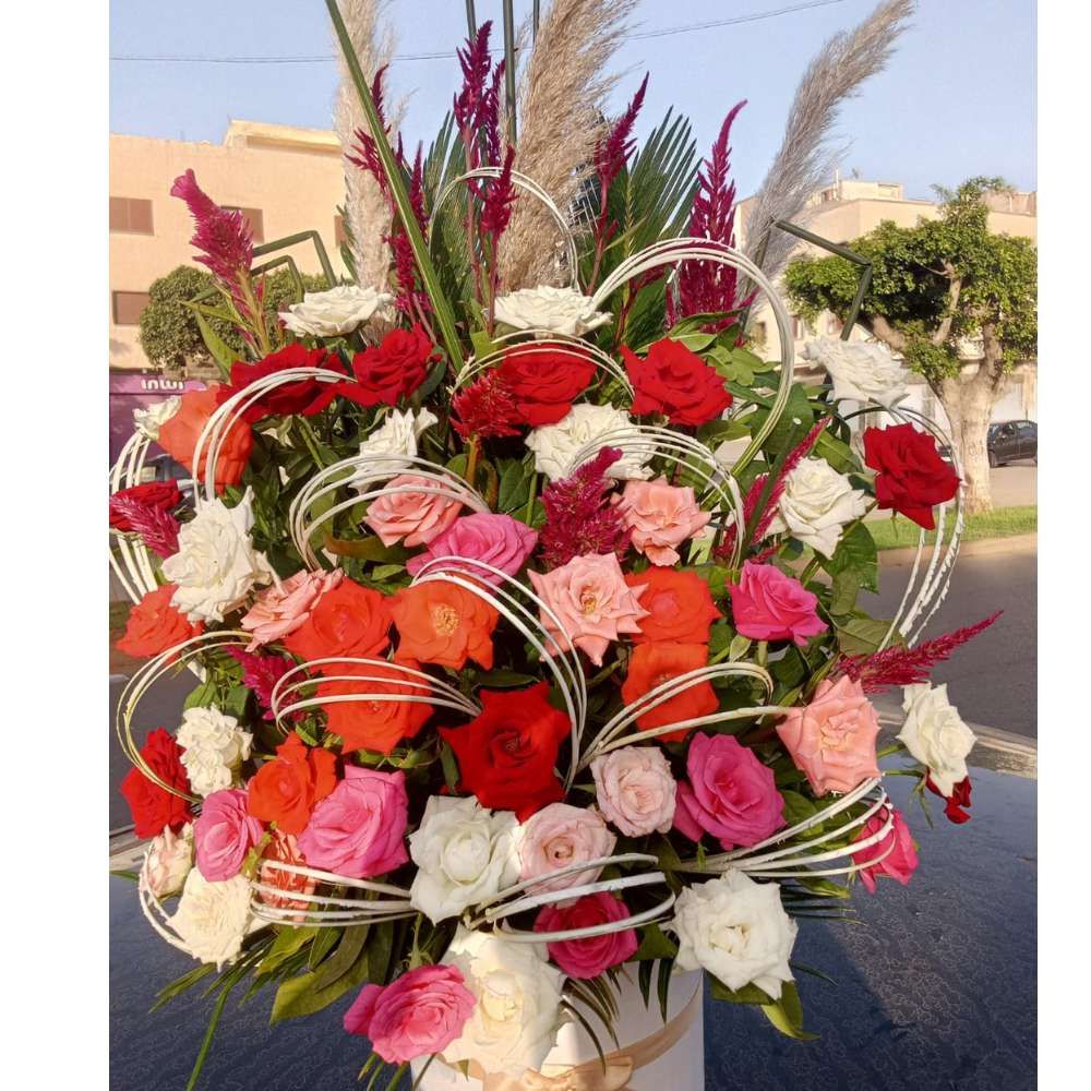 Bouquet Royal – Roses Multicolores Luxueuses