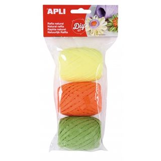 Raphia naturel tons fluorescents 3 u.