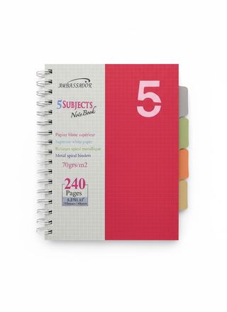 Cahier A5 avec spirale 5 Sujets 240pages