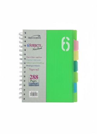 Cahier A5 avec spirale 6 Sujets 288pages