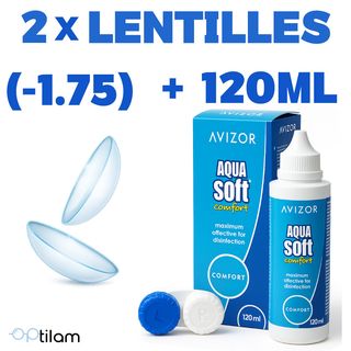 2 lentilles (-1.75) + Aqua Soft 120ml