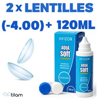 2 lentilles (-4.00) + Aqua Soft 120ml