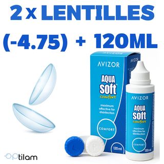 2 lentilles (-4.75) + Aqua Soft 120ml