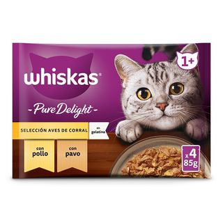 Comida Gato Pure Deligh Aves Whiskas P4X 85Gr