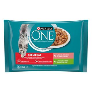 Purina ONE Gato Esterilizado Salmón 4x85g
