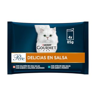Gourmet Perle Filetes de Salmão e Atum em molho saqueta para gatos - 85GR