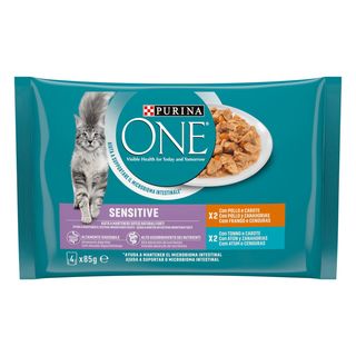 Purina One Wet Sensitive Saqueta em molho para gatos - Pack 4