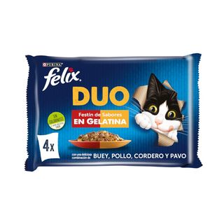 0.34 KG Felix Fantastic Duo Carne en Gelatina sobre - Multipack 4