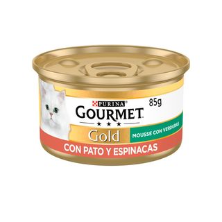 0.085 KG Gourmet Gold Mousse de Pato con Espinacas lata para gatos