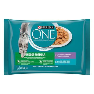 Purina One Indoor Formula Saqueta em molho para gatos - Pack 4 - 85 GR