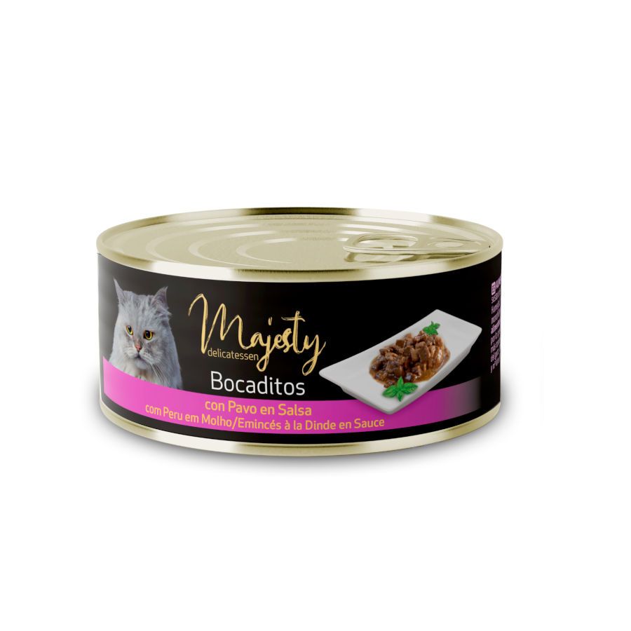 Majesty Adult Bocadinhos Peru em Molho lata para gatos - 85 GR