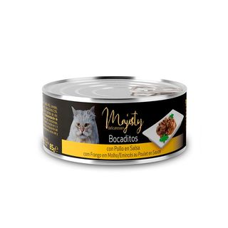 Majesty Adult Bocadinhos de Frango em Molho lata para gatos - 85 GR