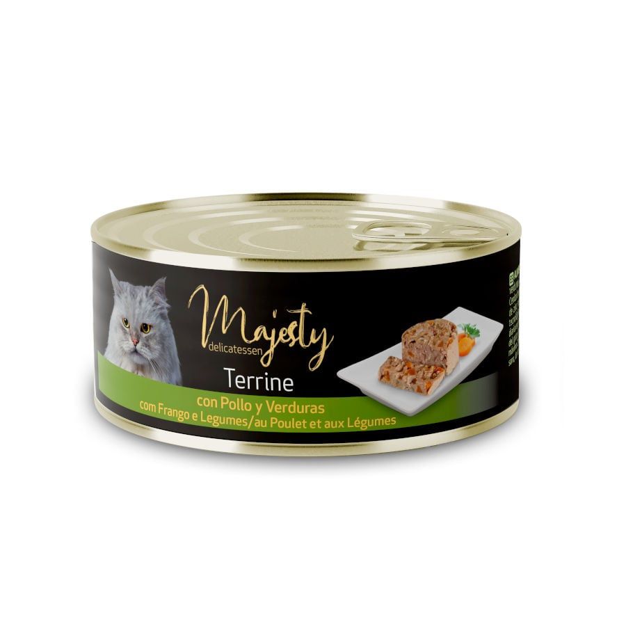 Majesty Adult Terrine Frango e Legumes lata para gatos - 85GR
