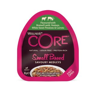0.085 KG Wellness Core Small Breed Grain Free Cordero y Venado tarrina para perros